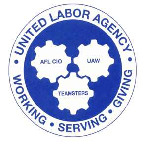 United Labor Agency; Working; Serving; Giving logo. 